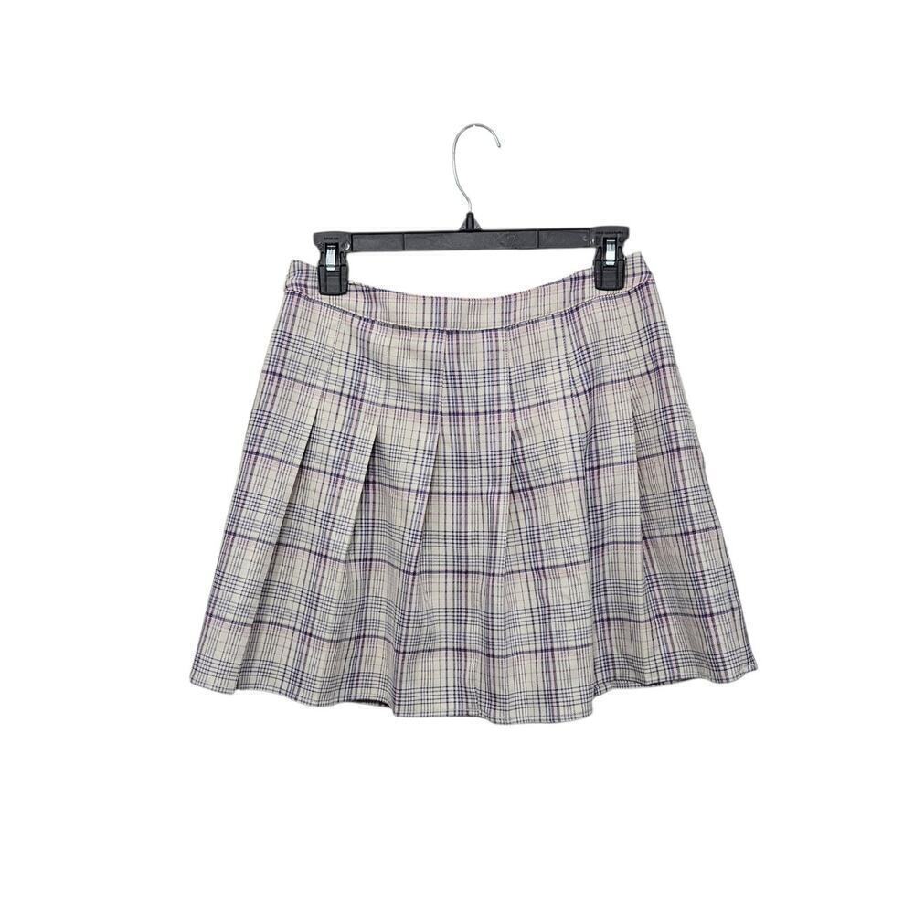 Nordstrom Bp. Pleated Plaid Miniskirt Size Medium Purple/Pink